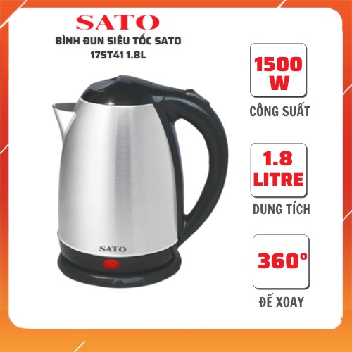 Ấm siêu tốc SATO Việt Nhật 100%inox 304