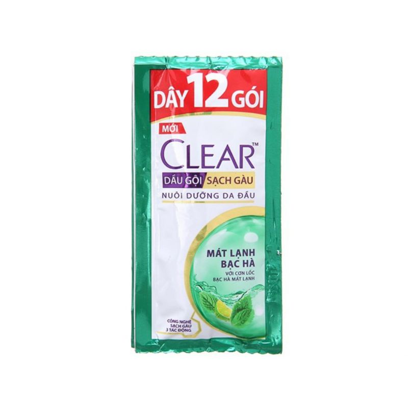 Combo 3 dây dầu gội Clear bạc hà 10 gói x 6G