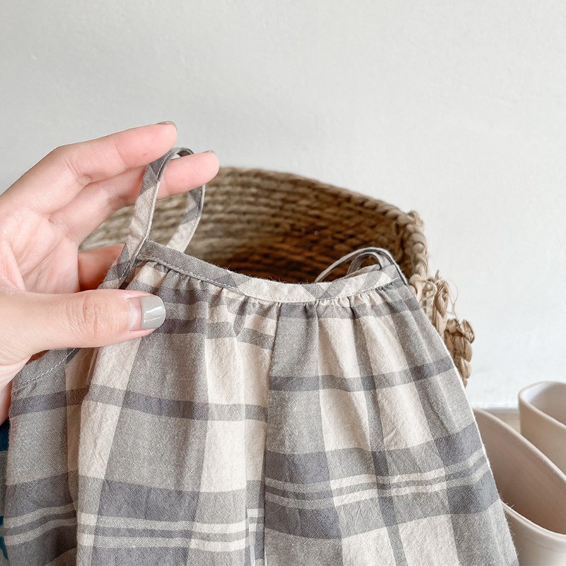 Bộ Áo Liền Quần Hai Dây Ống Rộng Phong Cách Hàn Quốc Cho Bé Gái