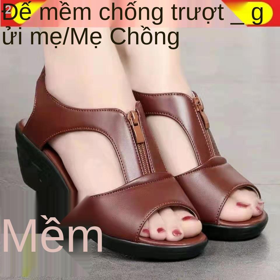 ✚ xanh đỏ dép quai hậu mẹ đế mềm thoải mái 2021 thời trang mùa hè mới cho người trung niên và cao tuổi miệng cá gi