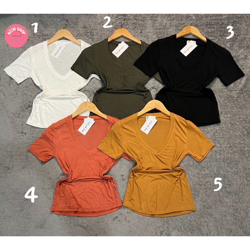 ÁO THUN TAY NGẮN SỌC VÀ TRƠN BODY CỔ TIM ( NZON SHOP )