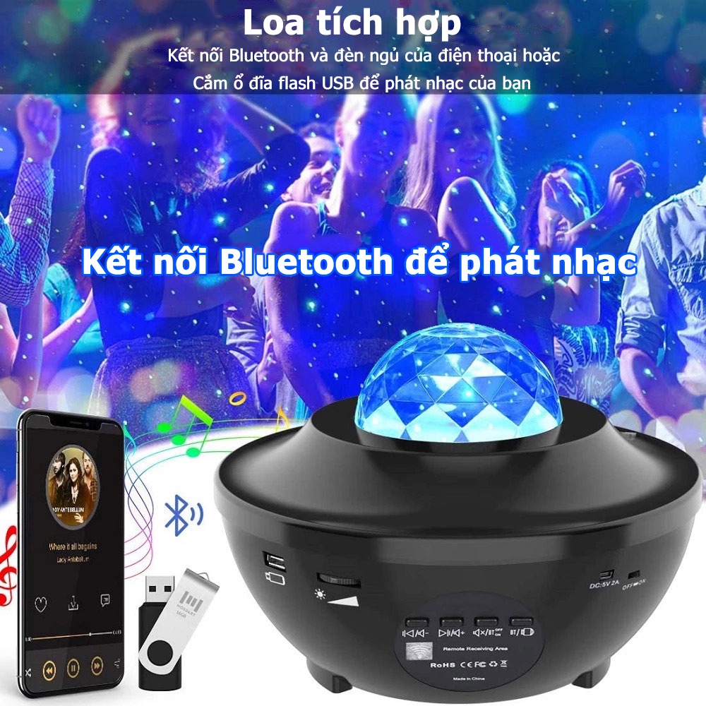 Đèn Star Projector Đèn chiếu sao Galaxy cho trang trí phòng ngủ Đèn led sao có thể kết nối bluetooth và phát nhạc tiktok