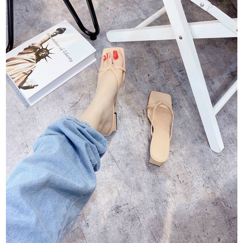 [Rẻ vô địch] DÉP GUỐC KẸP NGÓN MÃ 2 GÓT VUÔNG 4P SIÊU ĐẸP