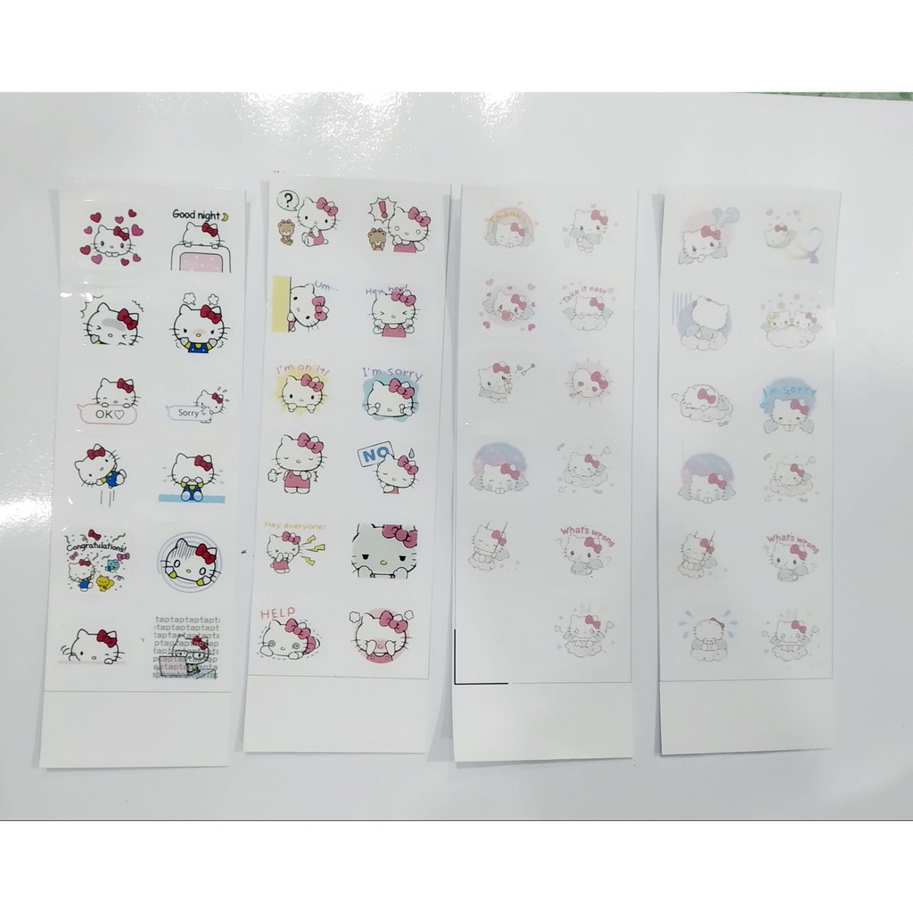 sticker mèo kitty SI16 hình dán dễ thương trang trí dán sổ dán điện thoại 1 tờ 7*19,5cm bullet journal