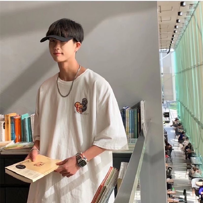 Áo Thun Tay Ngắn Dáng Rộng In Họa Tiết Phong Cách Hip Hop Đường Phố Hàn Quốc Thời Trang Mùa Hè Cho Nam Cỡ Lớn M-5XL