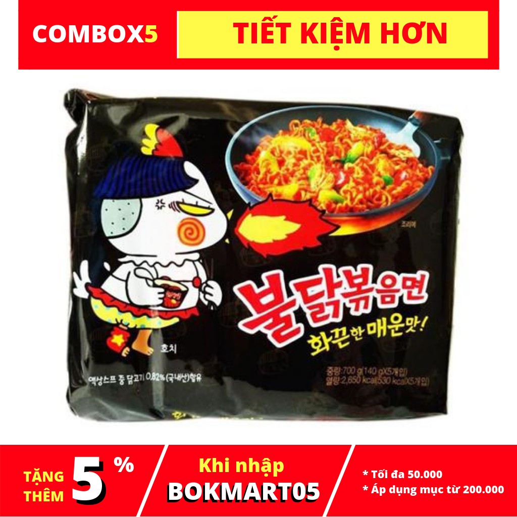 LỐC 5 GÓI MÌ KHÔ CAY SAMYANG HÀN QUỐC 140G | BigBuy360 - bigbuy360.vn