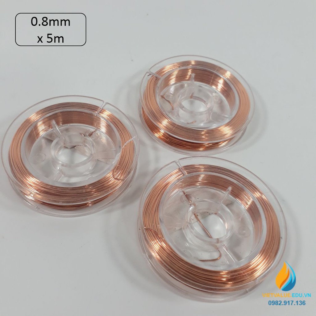 Cuộn dây đồng thực hành vật lý đường kính 0.8mm dài 5 mét