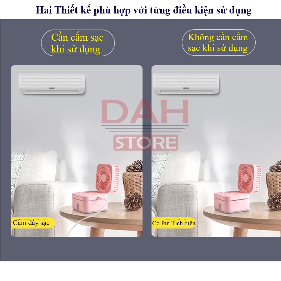 Quạt phun sương mini freeship cầm tay tích điện có led pin trâu siêu bền | BigBuy360 - bigbuy360.vn