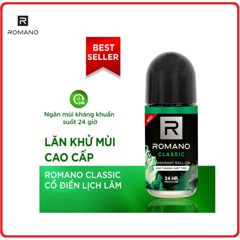 Lăn Khử Mùi ROMANO Hương Nước Hoa Classic/Attitude/Force/Gentlemen 25ml