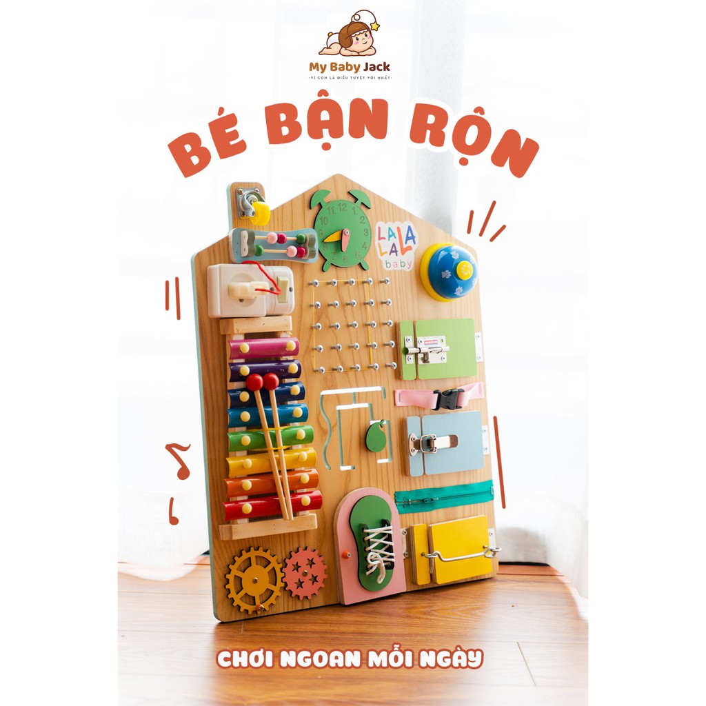 Busy board (6 mẫu bảng) - Bảng bận rộn chính hãng Lalala Baby, gỗ plywood cao cấp, chắc chắn