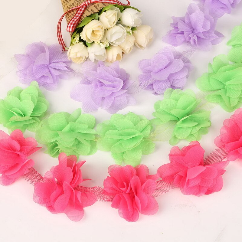 Dây ren 1yard 12 bông 3D làm thủ công độc đáo