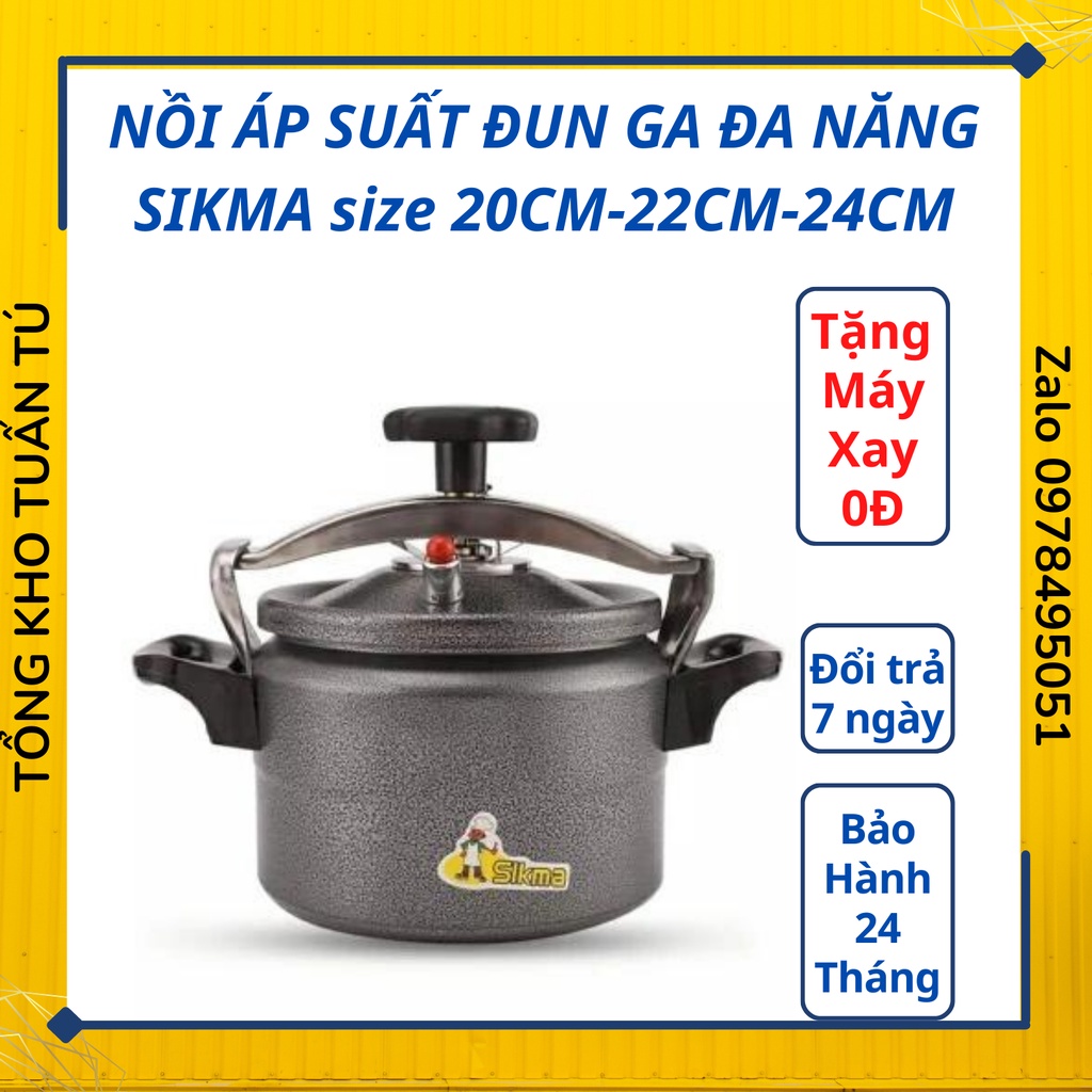 NỒI ÁP SUẤT ĐUN GA ĐA NĂNG SIKMA size 20cm-22CM-24CM