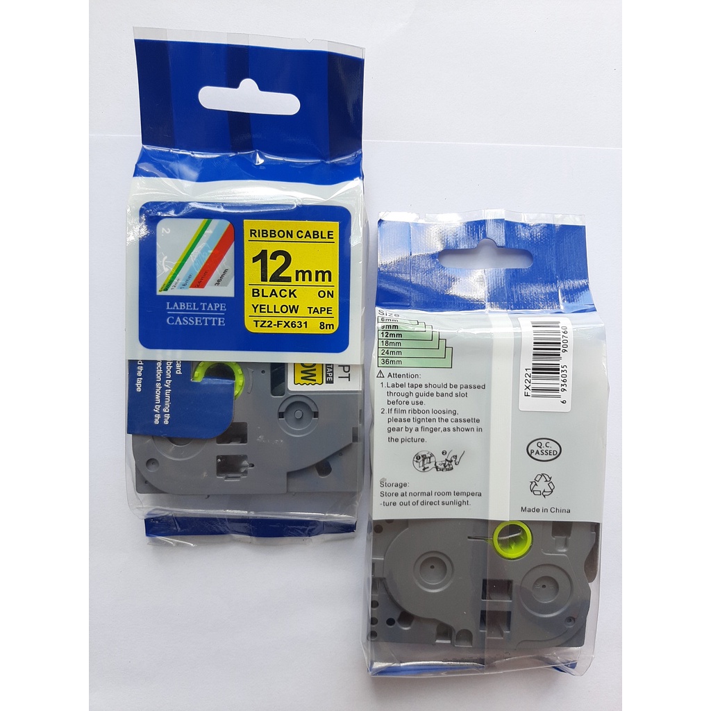 Nhãn In Brother Tz2-631, Khổ 12mm x 8 Mét, Chữ Đen Nền Vàng ,Tương Thích Dùng cho máy Brother