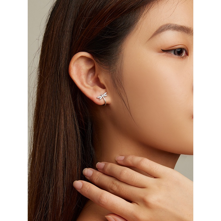 BAMOER Bông Tai Xi bạc 925 HìNh ChuồN ChuồN ĐíNh Đá ThờI Trang