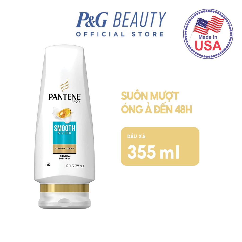 Dầu Xả Pantene ProV Smooth &amp; Sleek Conditioner Óng Mượt Mái Tóc 355ml