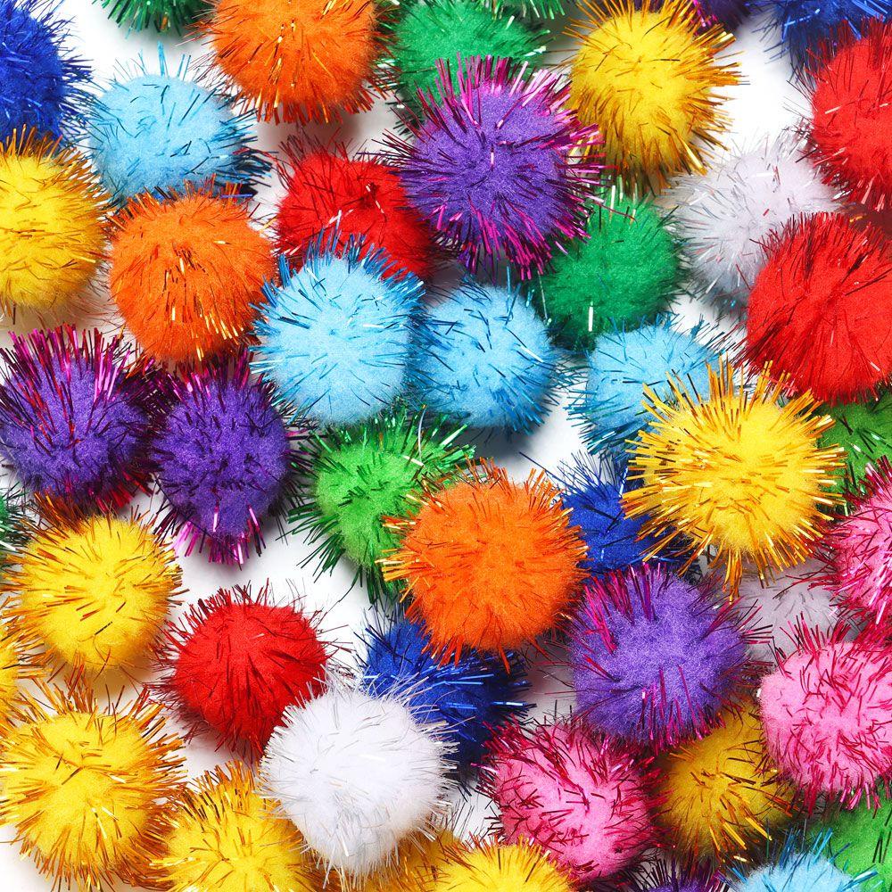 LAYOR1 Bộ 100 Quả Cầu Lông Xù Lấp Lánh Đồ Chơi Cho Mèo