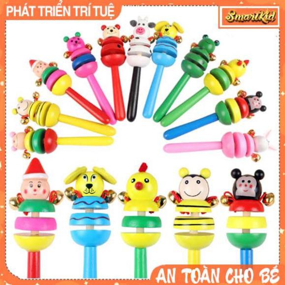 Xúc Xắc Gỗ,Lục Lạc Gỗ Lắc Chuông Cầm Tay Cho Bé