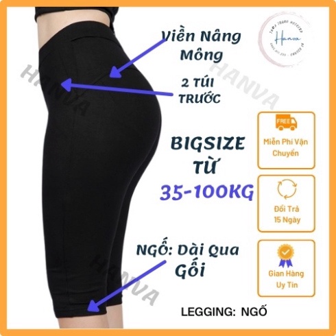 Quần Legging Lửng Ngố, Dài, Nâng Mông Cạp Cao Siêu Hot Siêu Co Giãn Loại 1 Tôn Dáng size S M L XL XXL