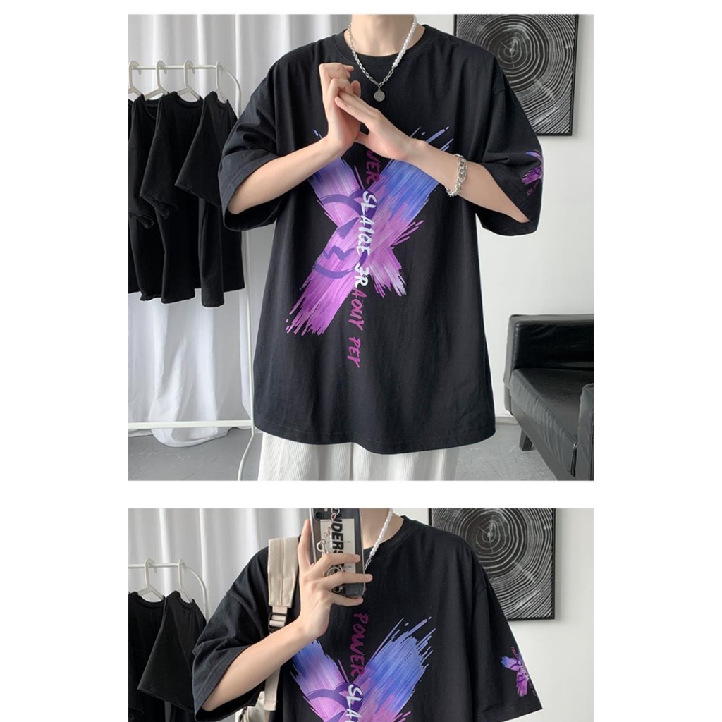 Áo thun mùa hè tay ngắn dáng rộng phong cách Hip hop có size S-8XL