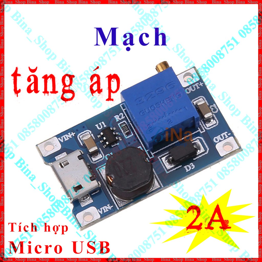 Mạch tăng áp MT3608 tích hợp cổng micro USB