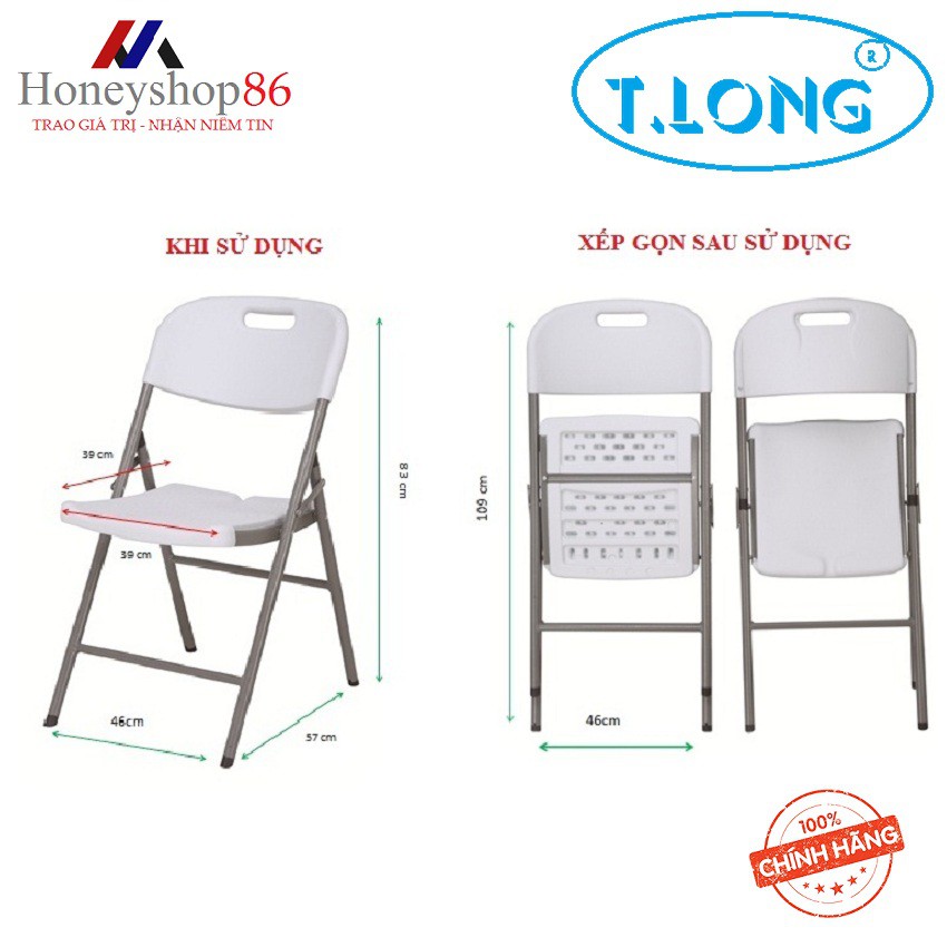 Ghế xếp Thanh Long HY-Y56 (57x46x83 cm) Màu trắng–thích hợp với không gian của văn phòng, quán ăn, quán café HONEYSHOP86