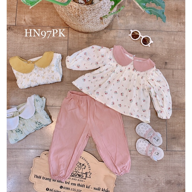 Bộ dài tay xô sợi tre hoa nhí