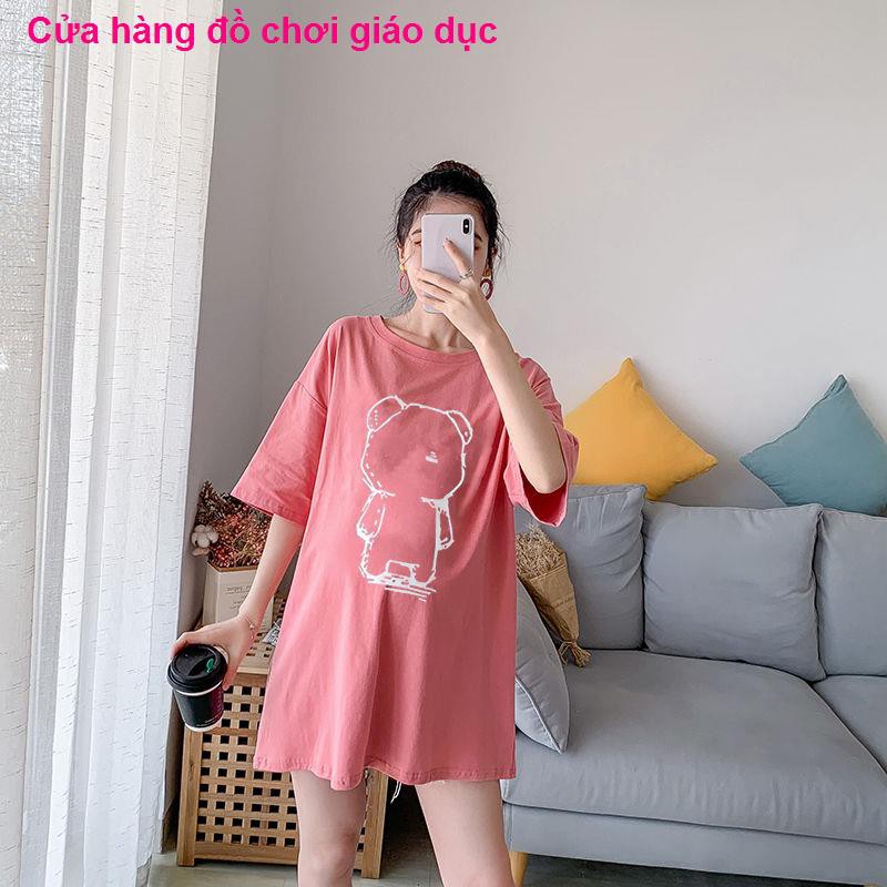 XINH XINH Quần áo bà bầu xuân hè, váy thun ngắn tay, thời trang hot mom cá tính, phong cách tây, hè RẺ QUÁ