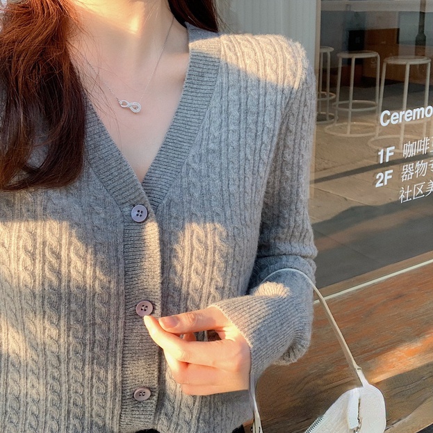 SUXI Áo Khoác Cardigan Bằng Vải Dệt Kim Tay Dài Cổ Chữ V Thiết Kế Thời Trang Mùa Thu Theo Phong Cách Hàn Quốc Dành Cho Nữ