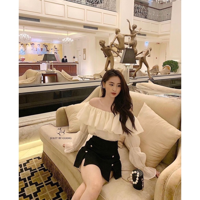 Set áo trễ vai tay bồng tiểu thư