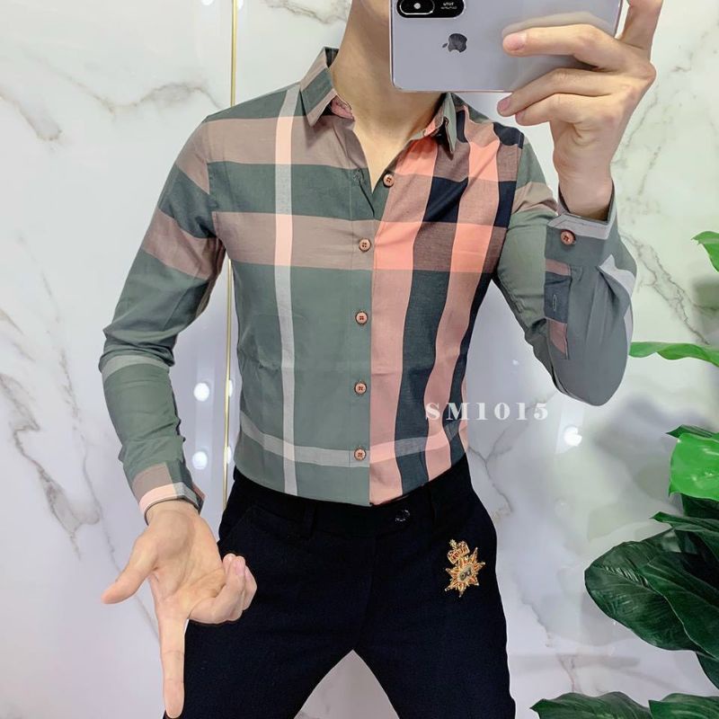 Áo Sơ Mi Nam Dài Tay BBR Đen Trắng Caro Kẻ Sọc Dáng Ôm Vải Cotton Mềm Mịn Không Nhăn Thấm Hút Mồ Hôi