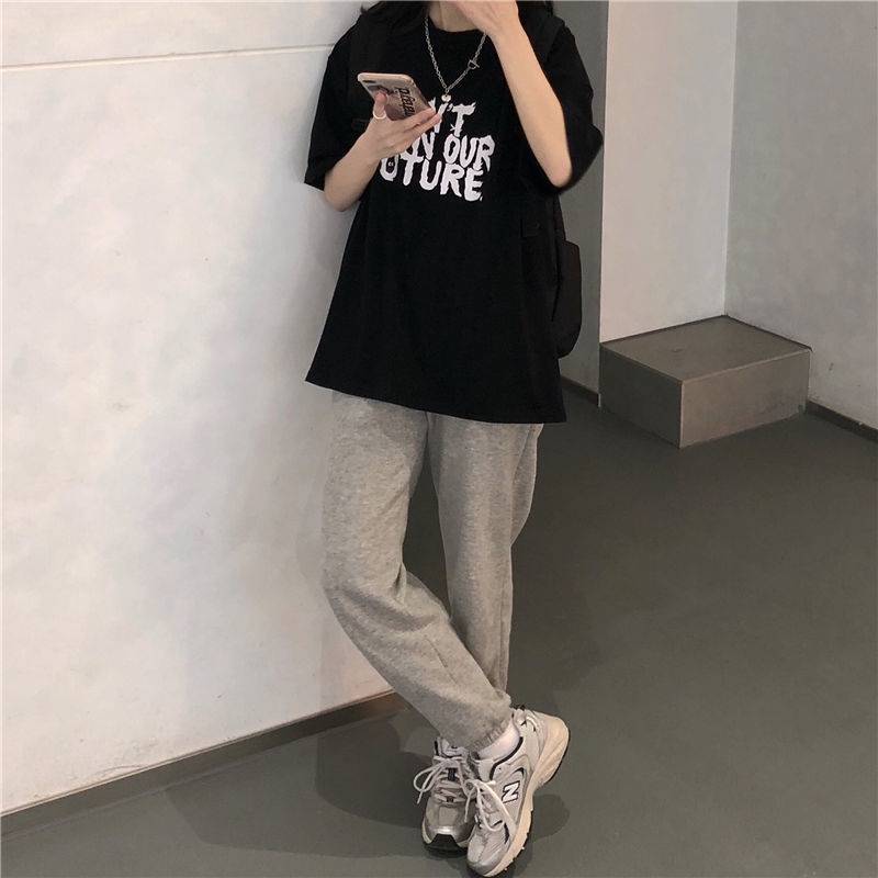 Áo Thun Tay Ngắn Dáng Rộng In Hình Thời Trang Hàn Quốc Cho Nữ