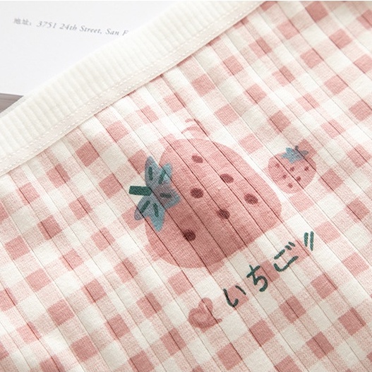 Quần lót nữ cotton dâu tây dễ thương, cạp vừa đáy may kháng khuẩn không cộm HLBOUTIQUE L2119