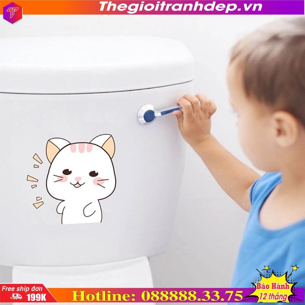 Bồn cầu - Decal trang trí, miếng dán nắp bồn cầu nhiều mẫu vui nhộn