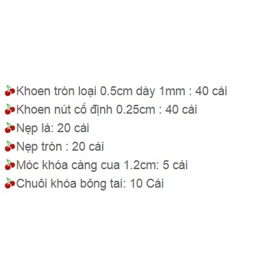 Khoen tròn - khoen nút - nẹp lá - nẹp phụ kiện làm vòng tay/ bông tai và sản phẩm handmade - Nana Shop