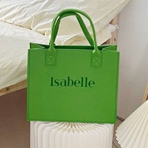 High-Profile Figure Felt Bag Xiaohongshu Same Style Tote Bag Shoulder Girl Logo Handbag Shopping Bag Tuition Bag JkDl