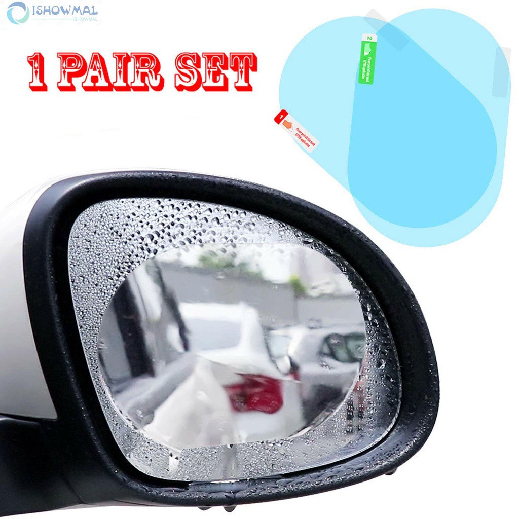 Set 2 phim dán gương chiếu hậu hình bầu dục chống sương mù / bụi / thấm nước thay thế 100x150mm thích hợp cho xe hơi
