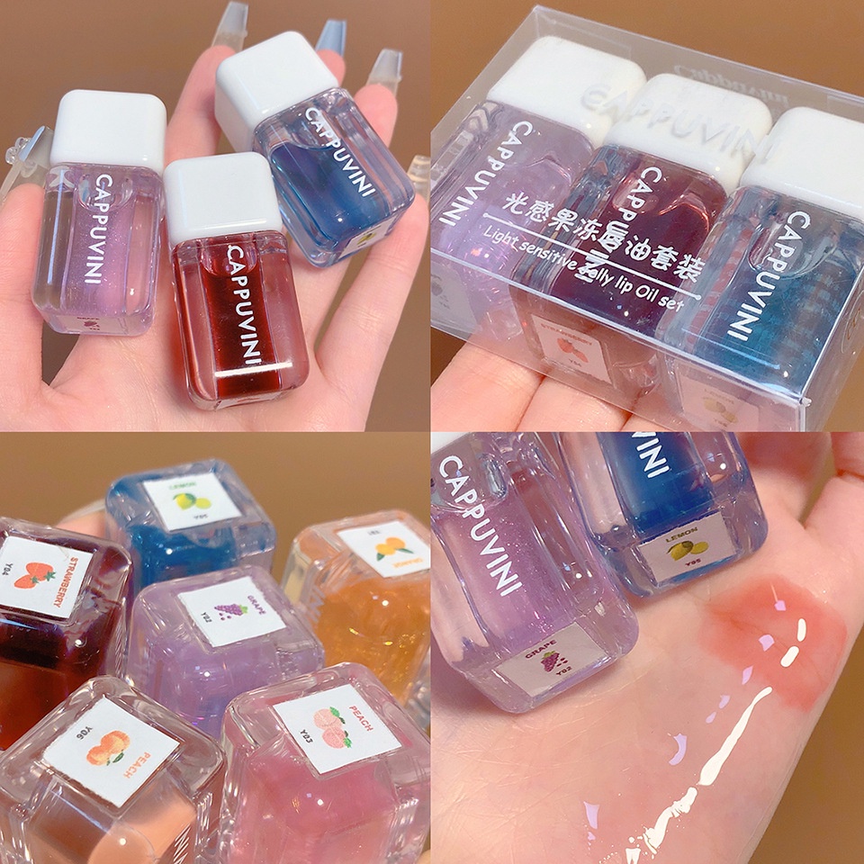 Set 3 Son Bóng Dưỡng Môi Cappuvini Jelly Lip Oil Set