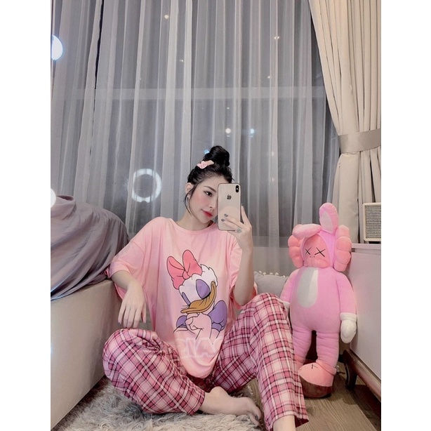 Set bộ thun mặc nhà cho nữ 3D hoạt hình thú mỏ vịt cực cute, quần áo giá rẻ