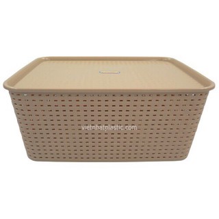Com bo 2 size L giỏ nhựa đựng đồ kiểu Hàn Quốc có nắp
