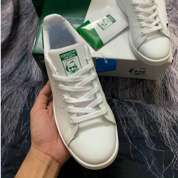 Giày thể thao sneaker stan smith màu trắng gót xanh full size, full bill box hàng 1:1 | BigBuy360 - bigbuy360.vn