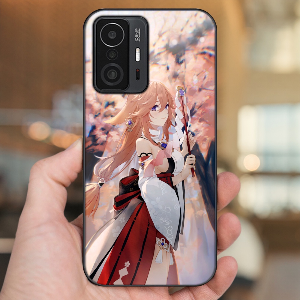 Ốp lưng Xiaomi 11T viền đen in hình Yae Miko Genshin Impact