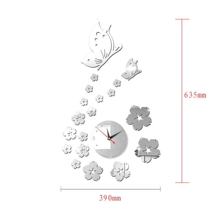 Đồng hồ 3D dán tường sáng tạo tặng 100 ngôi sao/bông tuyết phát sáng trang trí DH53