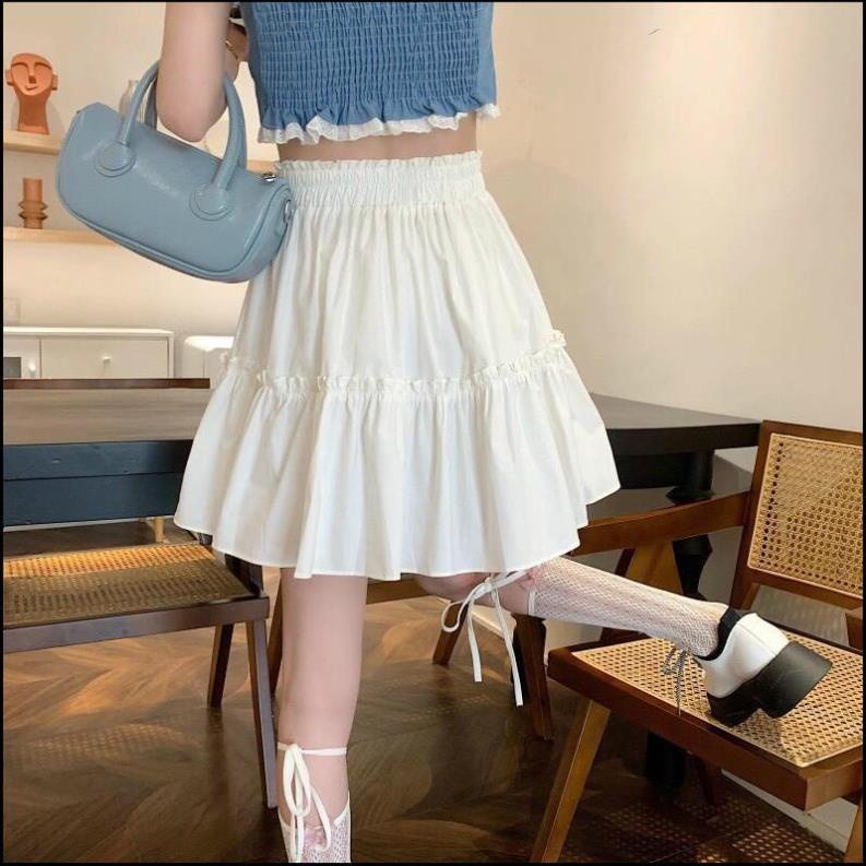 Chân Váy Chữ A Viền Bèo Henia Chân Váy Kate 2 Màu Trắng Đen Dày Dặn Siêu Xinh