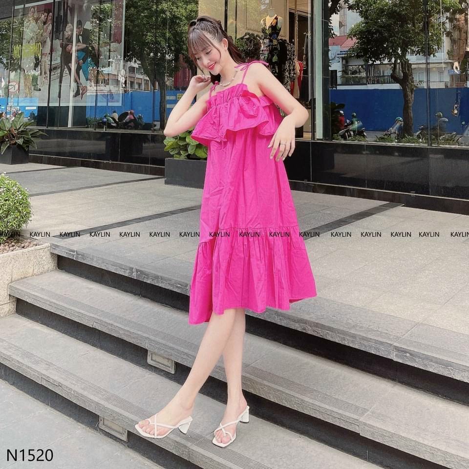Đầm Babydoll Ulzzang Hai Dây - Đầm form rộng bầu bì bon chen thoải mái (dưới 75kg) | BigBuy360 - bigbuy360.vn