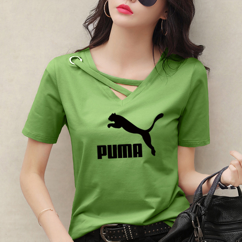 Áo Thun Tay Ngắn Dáng Rộng In Hình Puma Cá Tính Cho Nữ