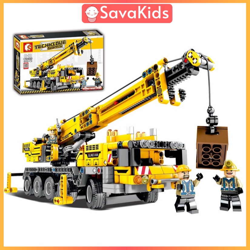 Đồ chơi xếp hình lắp ráp Mô hình xe cần cẩu chất lượng cao SAVAKIDS