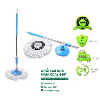Cây Lau Nhà Giá Rẻ Cán Inox Mâm Nhựa Đầu Xoay 360 Độ Tiện Dụng