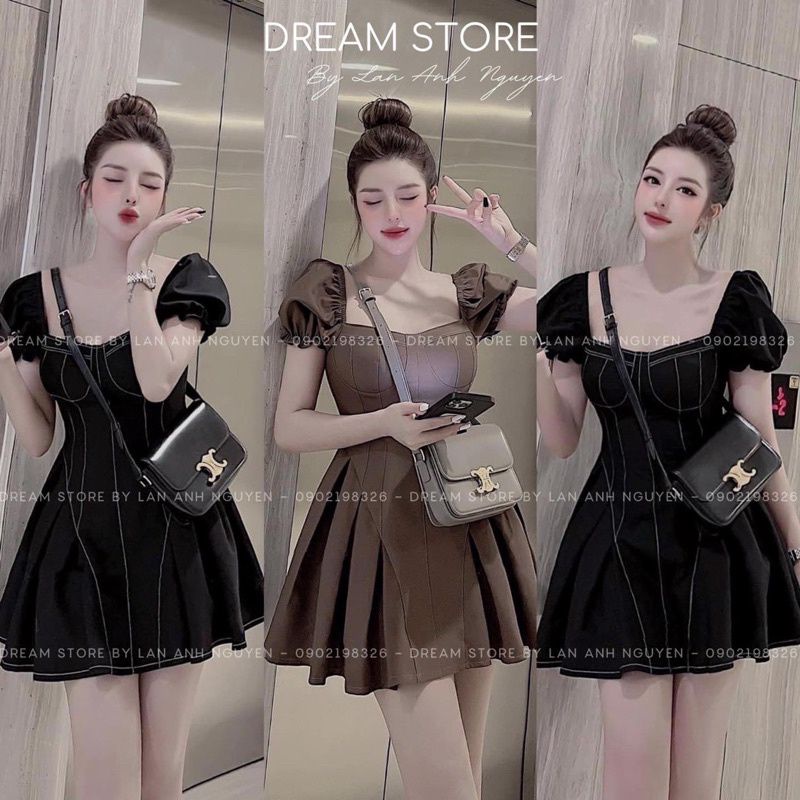 Váy cúp ngực xoè viền gân hàng đẹp
