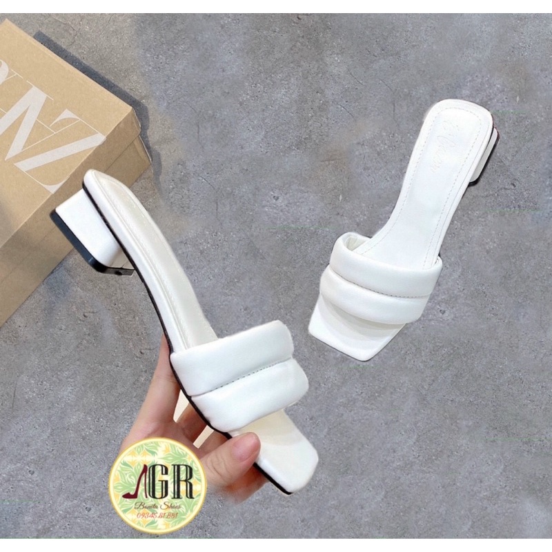 Guốc bản phồng viền giữa gót vuông 2 cm (hàng đẹp)
