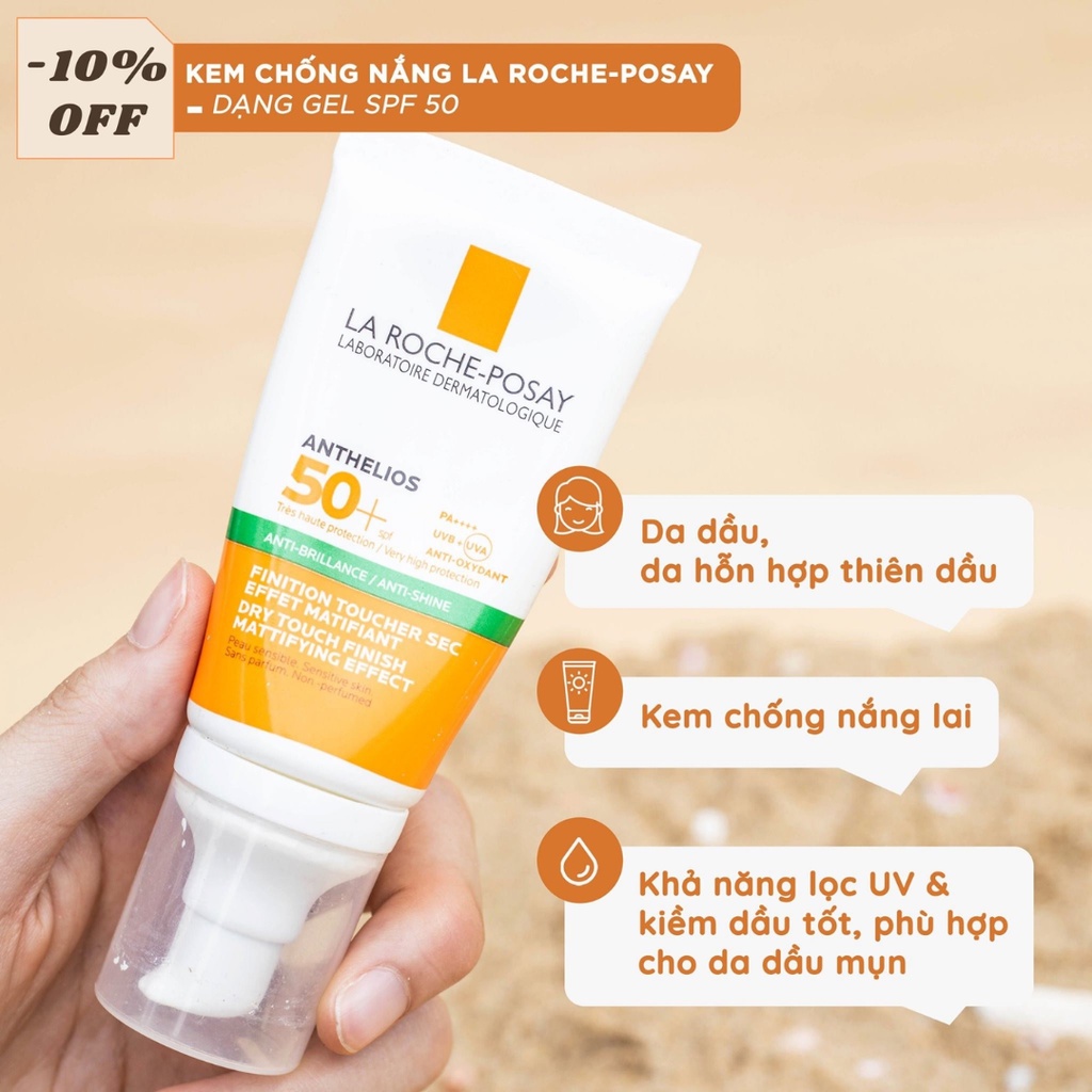 Kem Chống Nắng La Roche Posay Anthelios Anti-Shine Dry Touch Gel Cream SPF 50+ Cho Da Dầu Chống Nước Kháng Mồ Hôi 50 ml